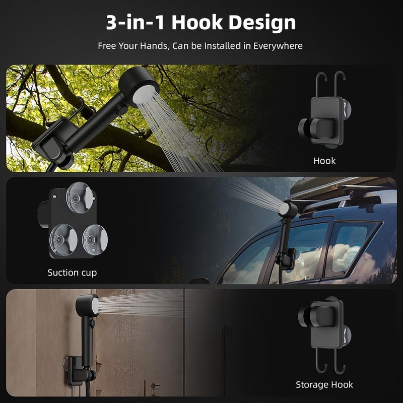 MORIKO 8000mAh Portable Camping Shower, Upgrade Rechargeable Electric Shower Pump with 5 Gallon Bucket, Intelligent LED Display,Portable Shower for Outdoor - Image 5